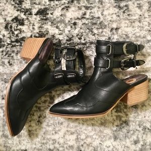 Black backless booties